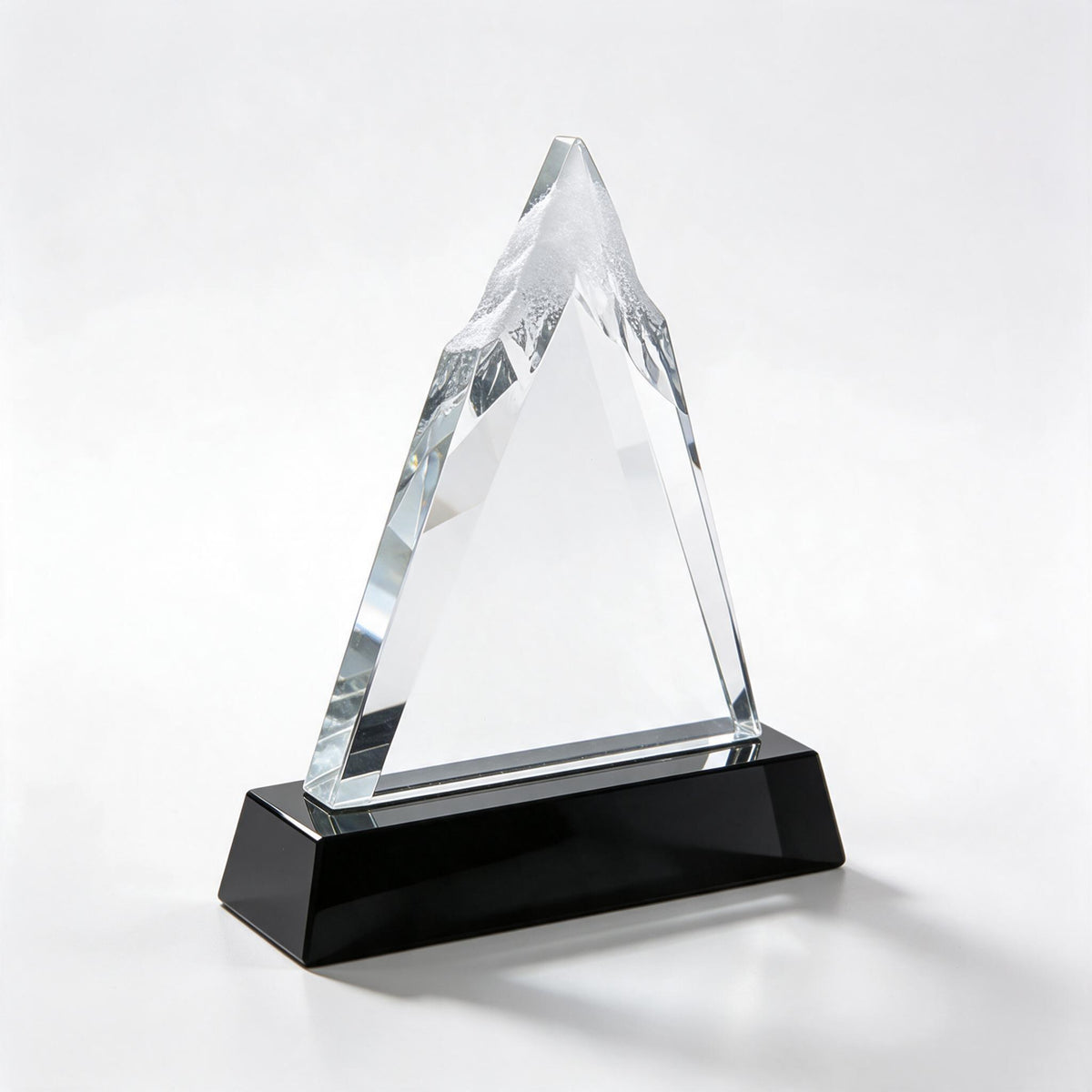 Crystal mountain peak award, laser engraved K9 optical crystal