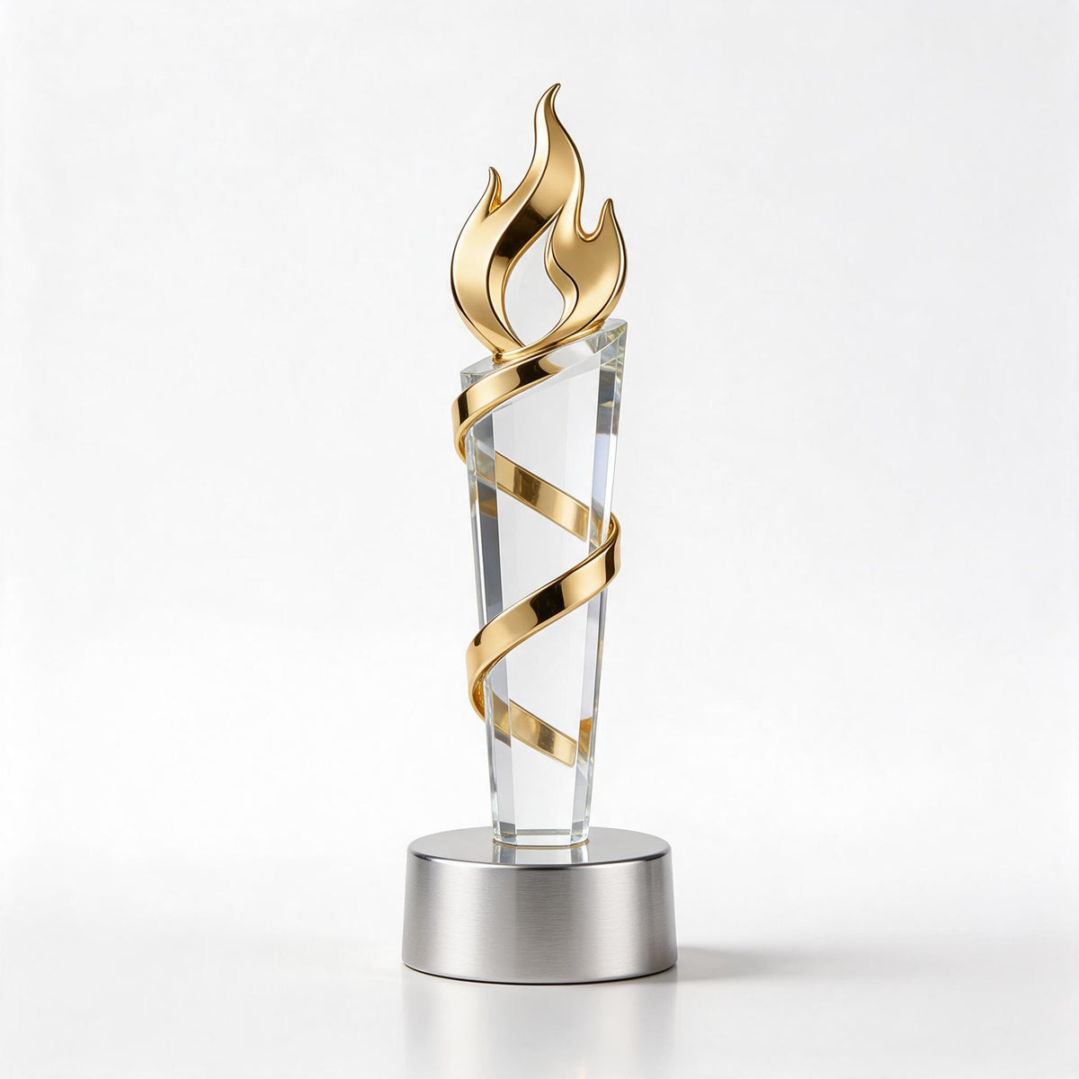 Crystal torch award, laser engraved K9 optical crystal