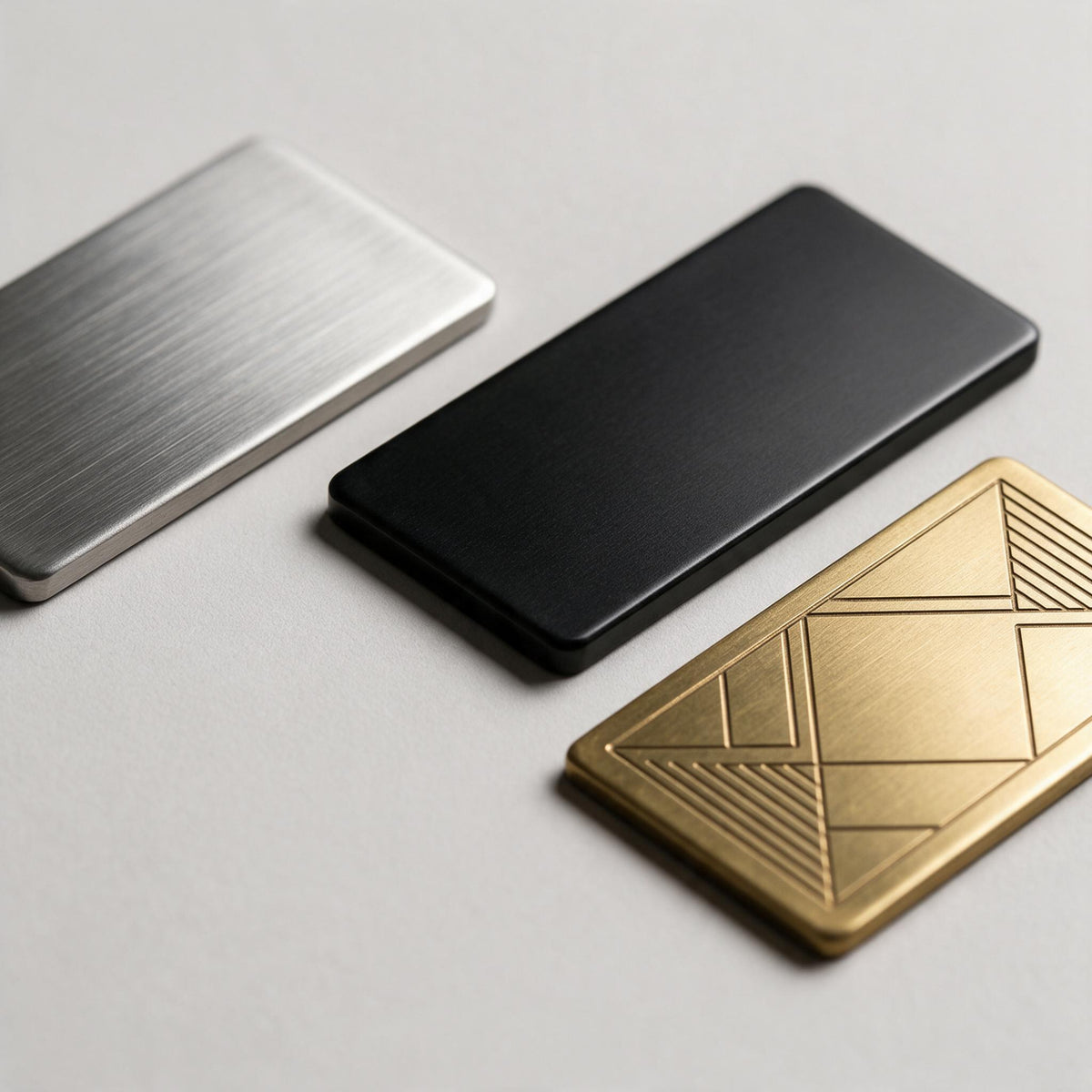 Brushed stainless steel, black anodised aluminium and brass etched nameplates